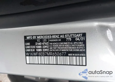 2021 Mercedes-Benz C 300 4Matic from USA, damaged, VIN W1KWF8EB7MR650677